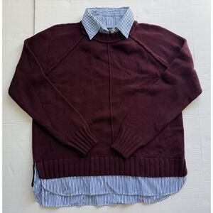 Lauren Ralph Lauren Maroon Layered Long Sleeve Sweater Collar Women Size L